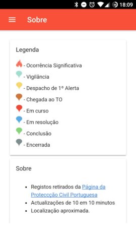 Fogos.pt для Android — скриншот 4