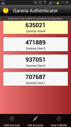 Garena Authenticator для Android — скриншот 3