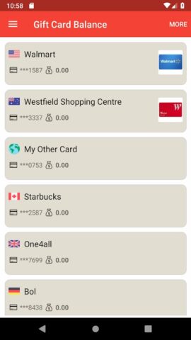 Gift Card Balance для Android — скриншот 2