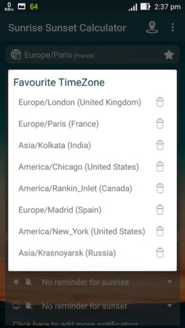 время восхода и захода солнца для Android — скриншот 4