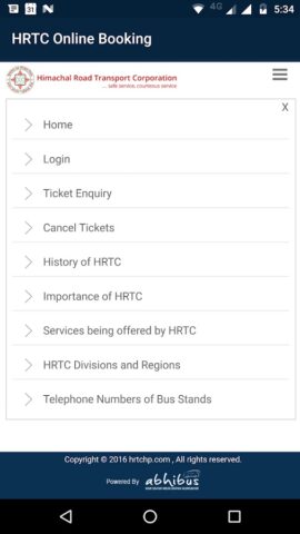 HRTC Online Booking Official для Android — скриншот 2
