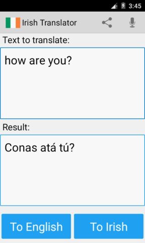 ирландские переводчик для Android — скриншот 1