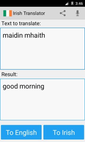 ирландские переводчик для Android — скриншот 2