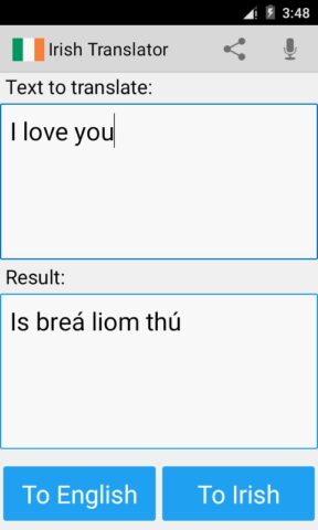 ирландские переводчик для Android — скриншот 3