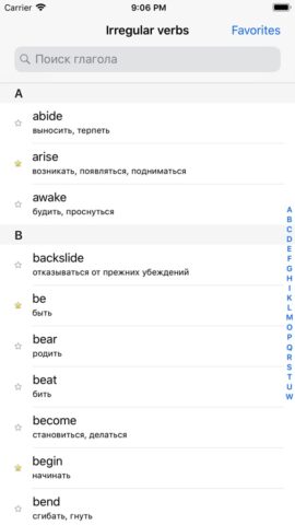 Irregular verbs для iOS — скриншот 1