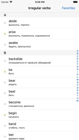 Irregular verbs для iOS — скриншот 2
