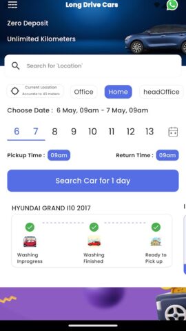 Long Drive Cars — Car Rental для Android — скриншот 1