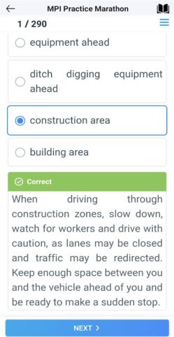 MPI Driving Quiz для Android — скриншот 5
