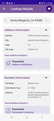 Melissa Lookups для Android — скриншот 2