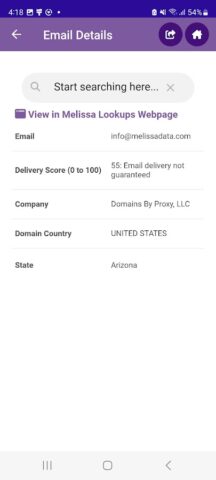 Melissa Lookups для Android — скриншот 5