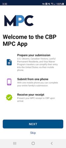 Mobile Passport Control для Android — скриншот 1