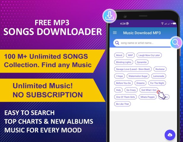 Загрузчик музыки Mp3 для Android — скриншот 1