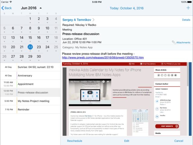My Notes — клиент HCL Notes для iOS — скриншот 4