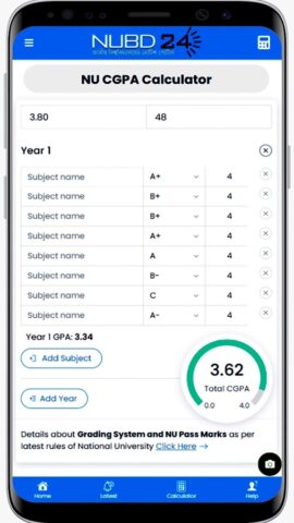 NU CGPA Calculator для Android — скриншот 4