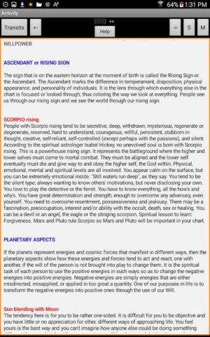 Natal Charts with Transits для Android — скриншот 3