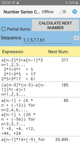 Number Series Calculator + AI для Android — скриншот 2