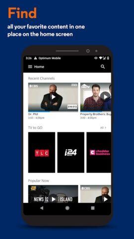 Optimum TV для Android — скриншот 1