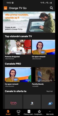 Orange TV Go для Android — скриншот 1