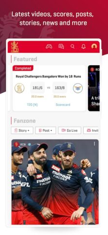 RCB Official- Live IPL Cricket для Android — скриншот 3