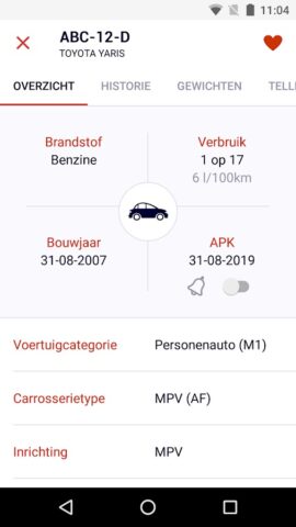 RDW Voertuig для Android — скриншот 2