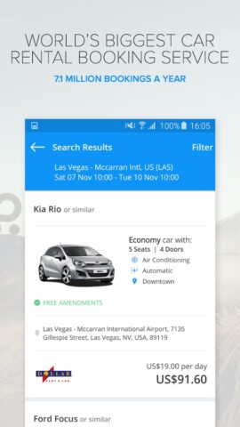 Rentalcars.com Car hire App для Android — скриншот 4