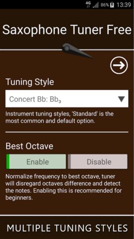 тюнер для саксофона для Android — скриншот 3