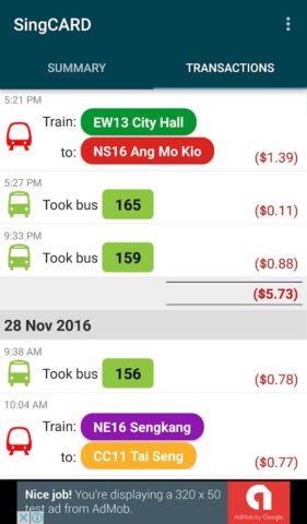 SingCARD: Reader for EZ-Link для Android — скриншот 3