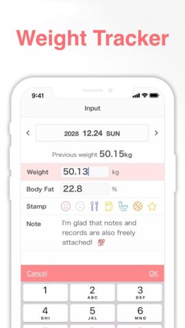 SmartDiet: замеры тела и веса для Android — скриншот 1
