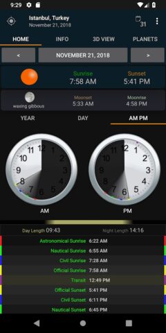 Sunrise Sunset для Android — скриншот 3