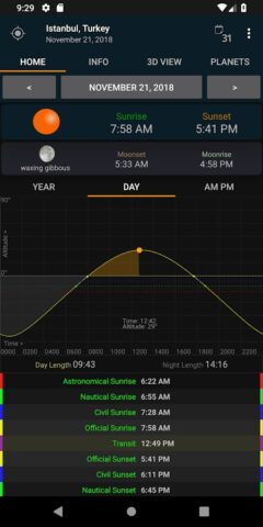 Sunrise Sunset для Android — скриншот 4