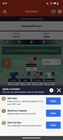 Dream Team Fantasy Football для Android — скриншот 2