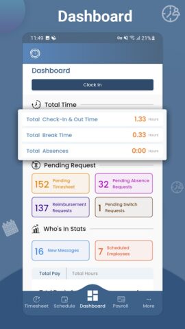 Time Clock Wizard для Android — скриншот 1