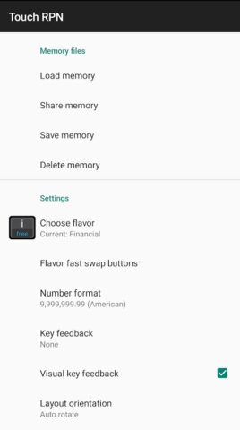 Touch RPN Calculator для Android — скриншот 5