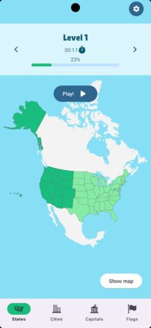 US States Map Quiz Game для Android — скриншот 1