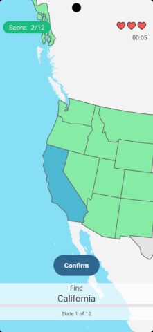 US States Map Quiz Game для Android — скриншот 2