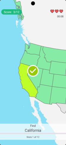 US States Map Quiz Game для Android — скриншот 3