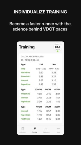 VDOT Running Calculator для Android — скриншот 2