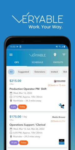 Veryable: Work. Next Day Pay для Android — скриншот 1