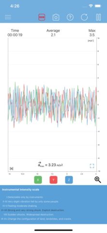 Измеритель вибрации для iOS — скриншот 2