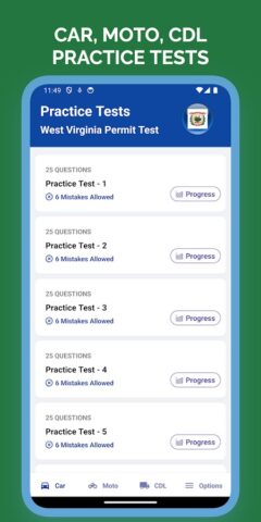 WV Permit Test Practice для Android — скриншот 1