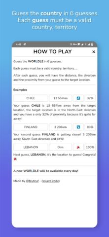 Worldle — Guess the Country для Android — скриншот 3