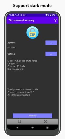 ZIP password recovery для Android — скриншот 4