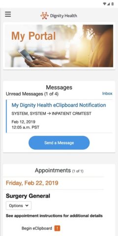 my portal. by Dignity Health для Android — скриншот 1