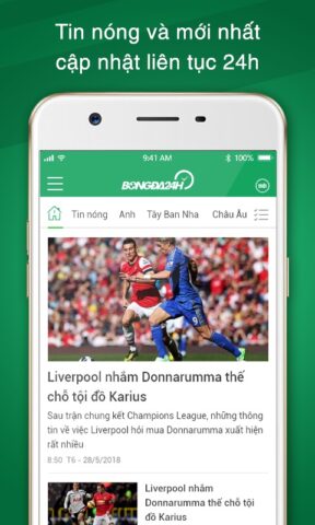 Bong da 24h для Android — скриншот 1