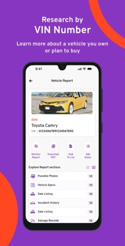 Bumper Vehicle History Reports для Android — скриншот 3