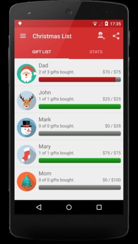 Christmas Gift List для Android — скриншот 1