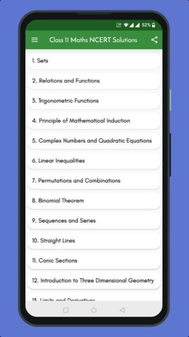 Class 11 Maths NCERT Solutions для Android — скриншот 1