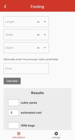 Concrete Calculator для Android — скриншот 2