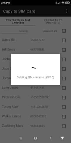 Copy to SIM Card для Android — скриншот 3