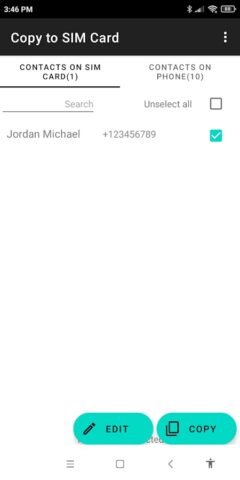 Copy to SIM Card для Android — скриншот 4